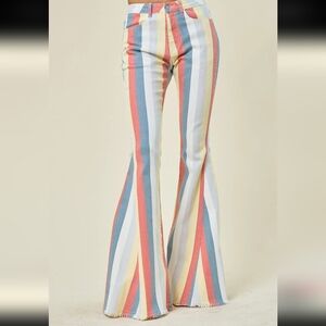 SAINTS & HEARTS flared Stripes Jeans Size Medium